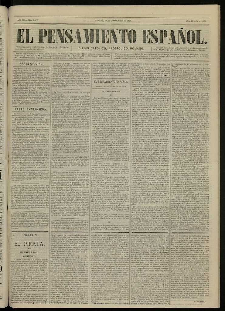 Miniatura de El Pensamiento Español del 30 de noviembre de 1871, nº 3617