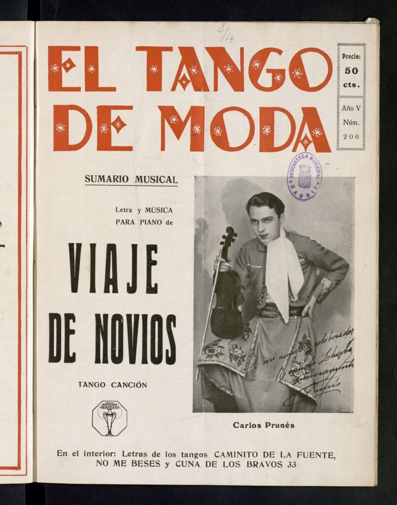 Miniatura de El Tango de Moda : revista popular hispano-americana. Aparece los sábados. Nº 206