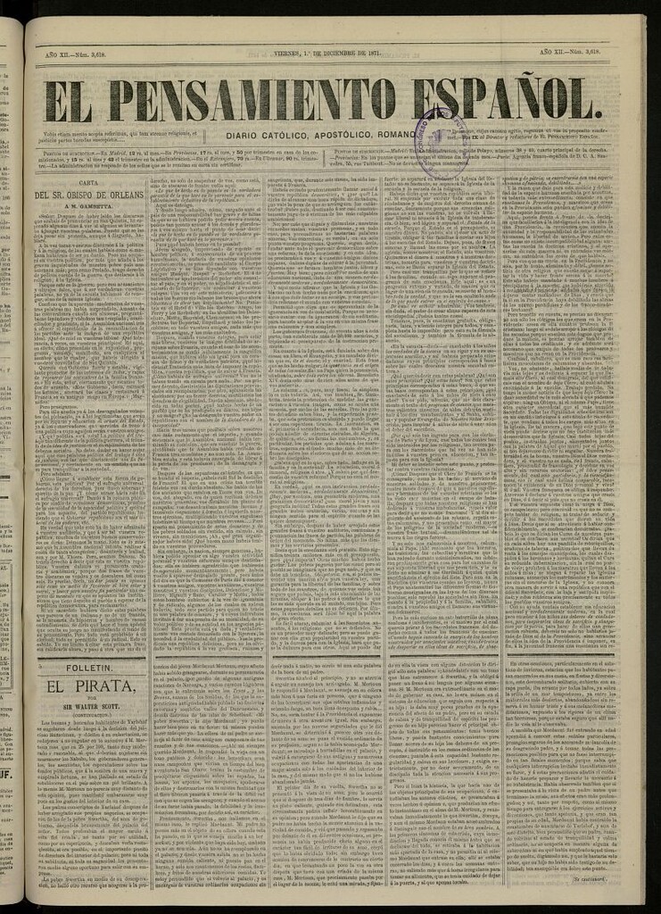 Miniatura de El Pensamiento Español del 1 de diciembre de 1871, nº 3618