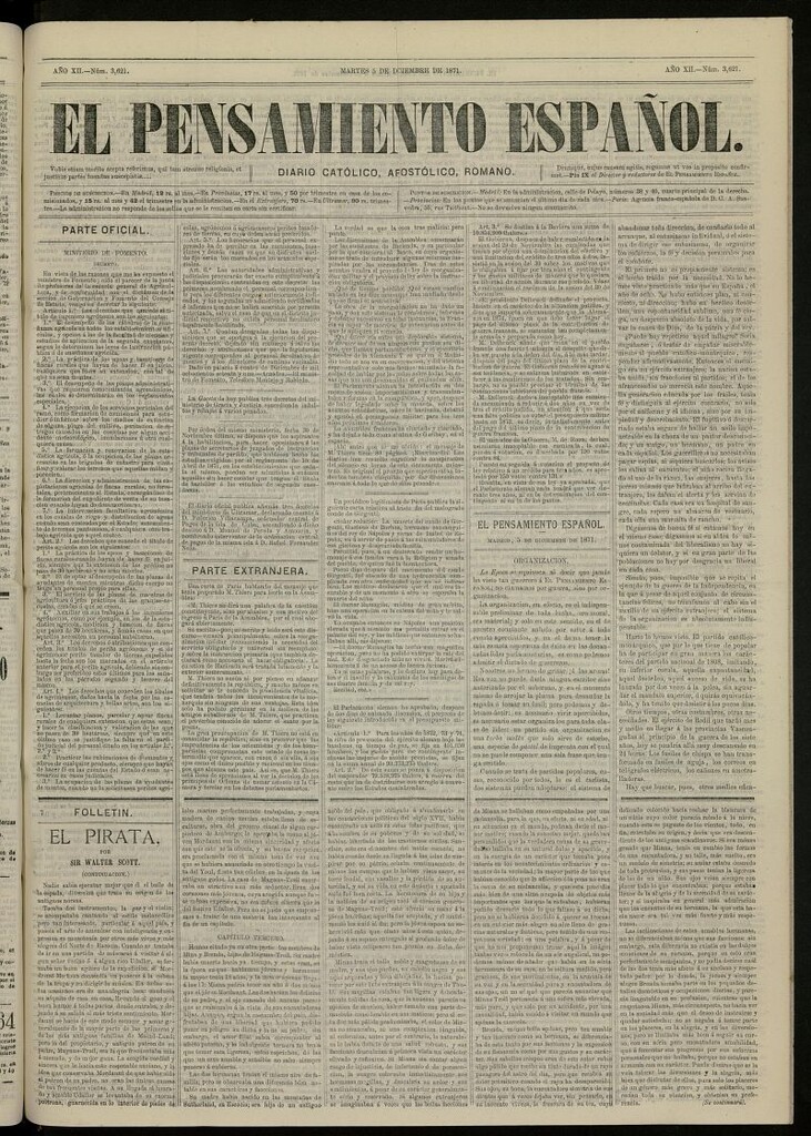 Miniatura de El Pensamiento Español del 5 de diciembre de 1871, nº 3621