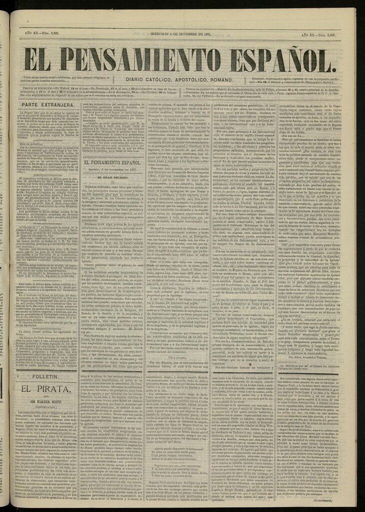 Miniatura de El Pensamiento Español del 6 de diciembre de 1871, nº 3622