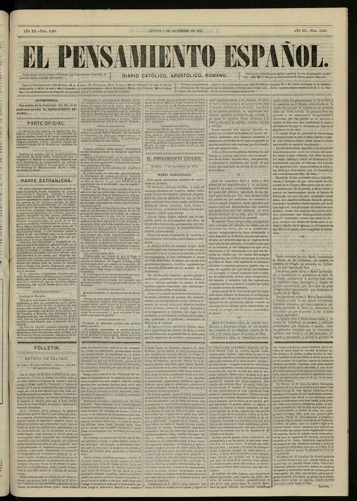 Miniatura de El Pensamiento Español del 7 de diciembre de 1871, nº 3623