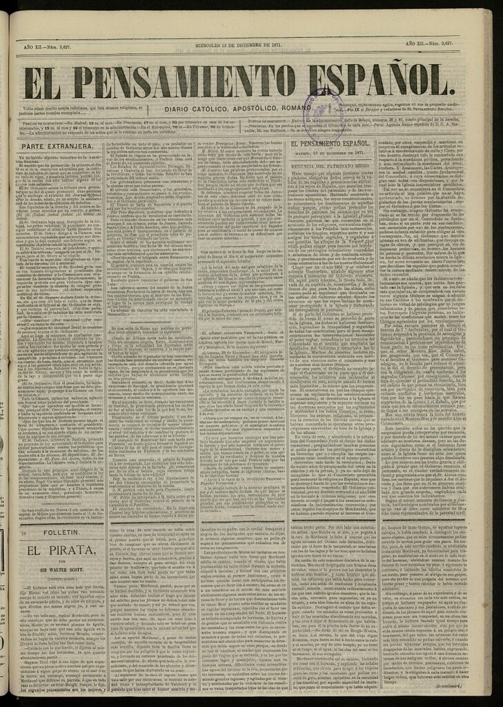 Miniatura de El Pensamiento Español del 13 de diciembre de 1871, nº 3627