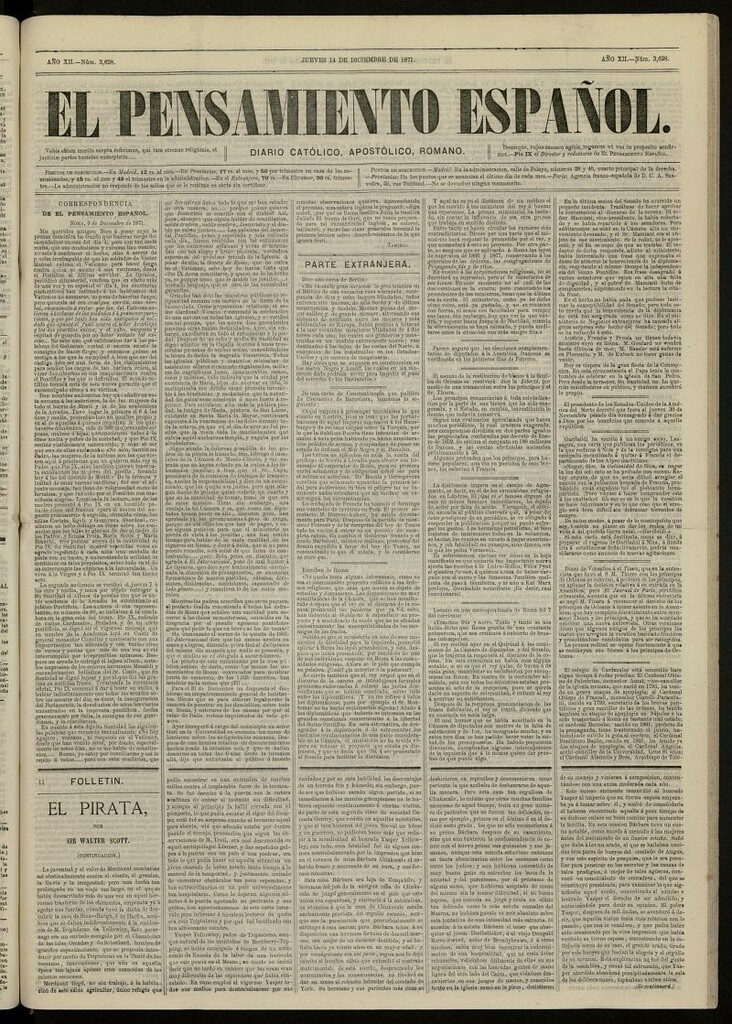 Miniatura de El Pensamiento Español del 14 de diciembre de 1871, nº 3628