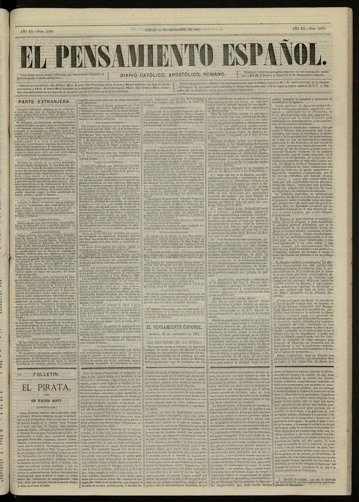Miniatura de El Pensamiento Español del 16 de diciembre de 1871, nº 3630