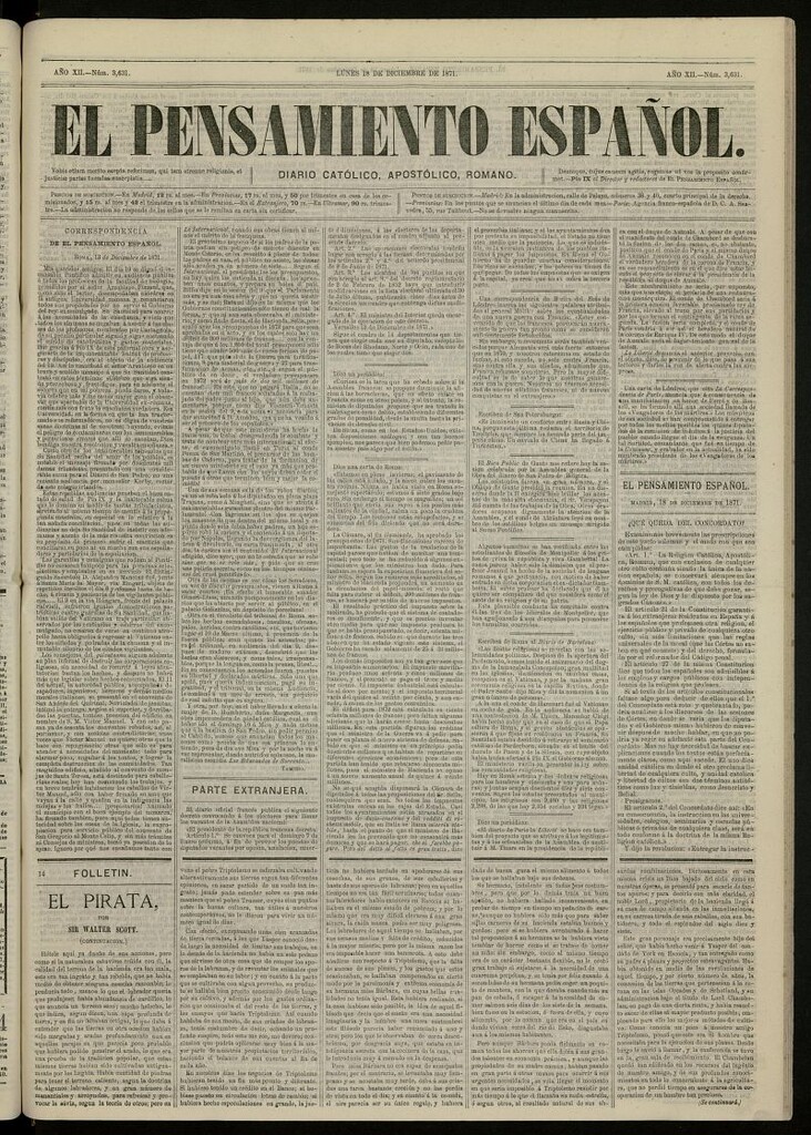 Miniatura de El Pensamiento Español del 18 de diciembre de 1871, nº 3631