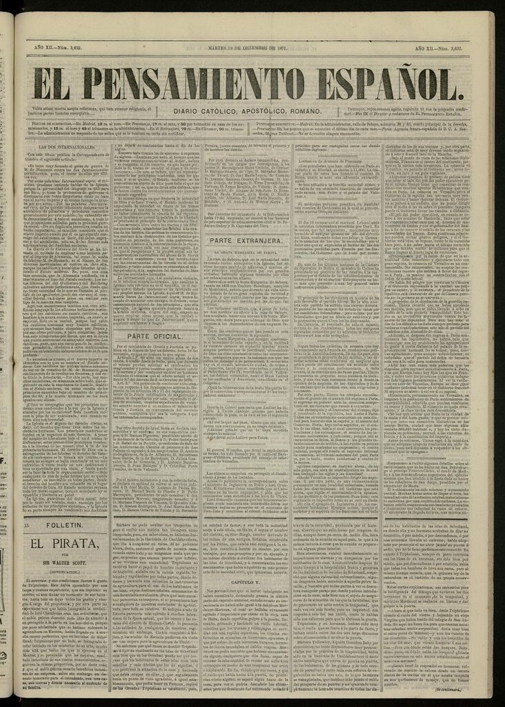 Miniatura de El Pensamiento Español del 19 de diciembre de 1871, nº 3632