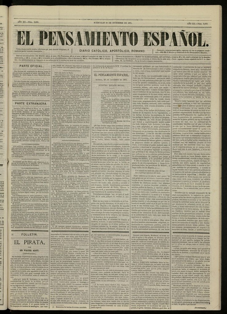 Miniatura de El Pensamiento Español del 20 de diciembre de 1871, nº 3633