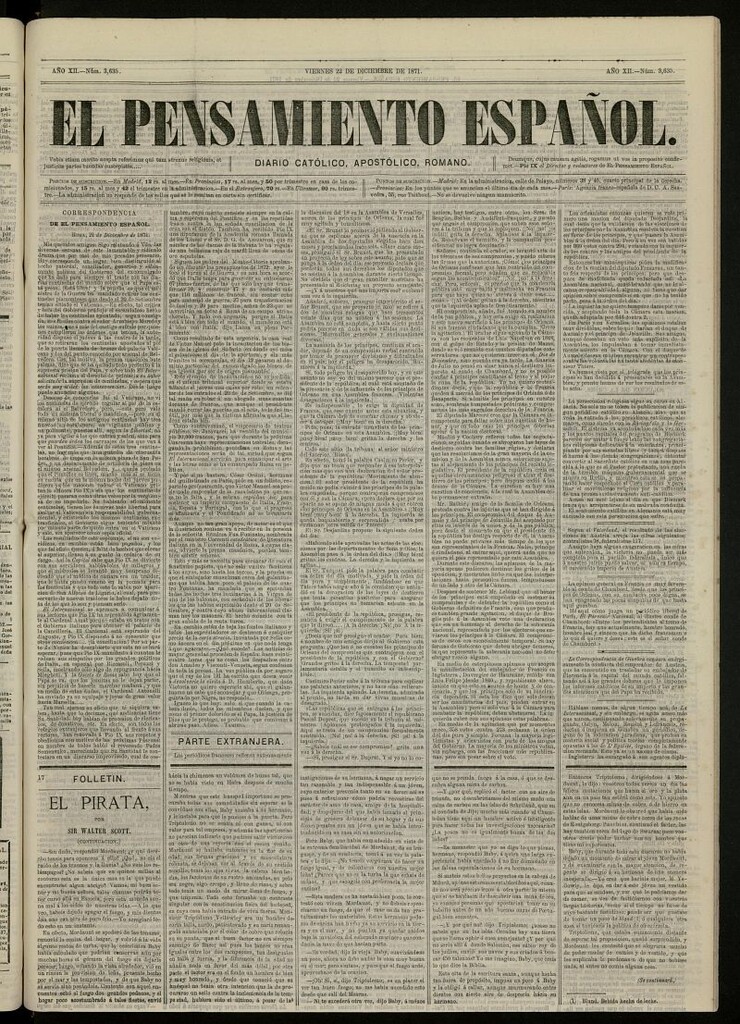 Miniatura de El Pensamiento Español del 22 de diciembre de 1871, nº 3635