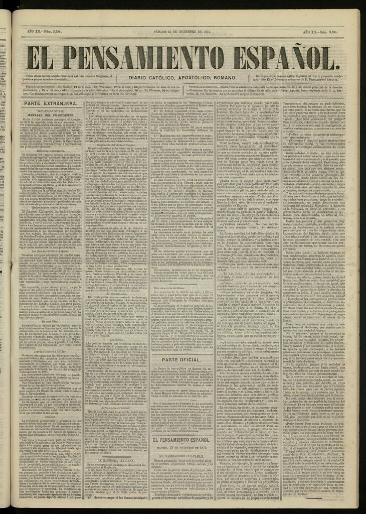 Miniatura de El Pensamiento Español del 23 de diciembre de 1871, nº 3636