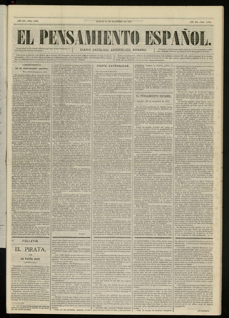 Miniatura de El Pensamiento Español del 26 de diciembre de 1871, nº 3638