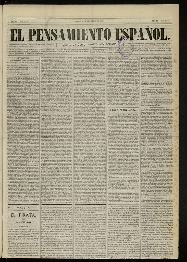Miniatura de El Pensamiento Español del 30 de diciembre de 1871, nº 3642