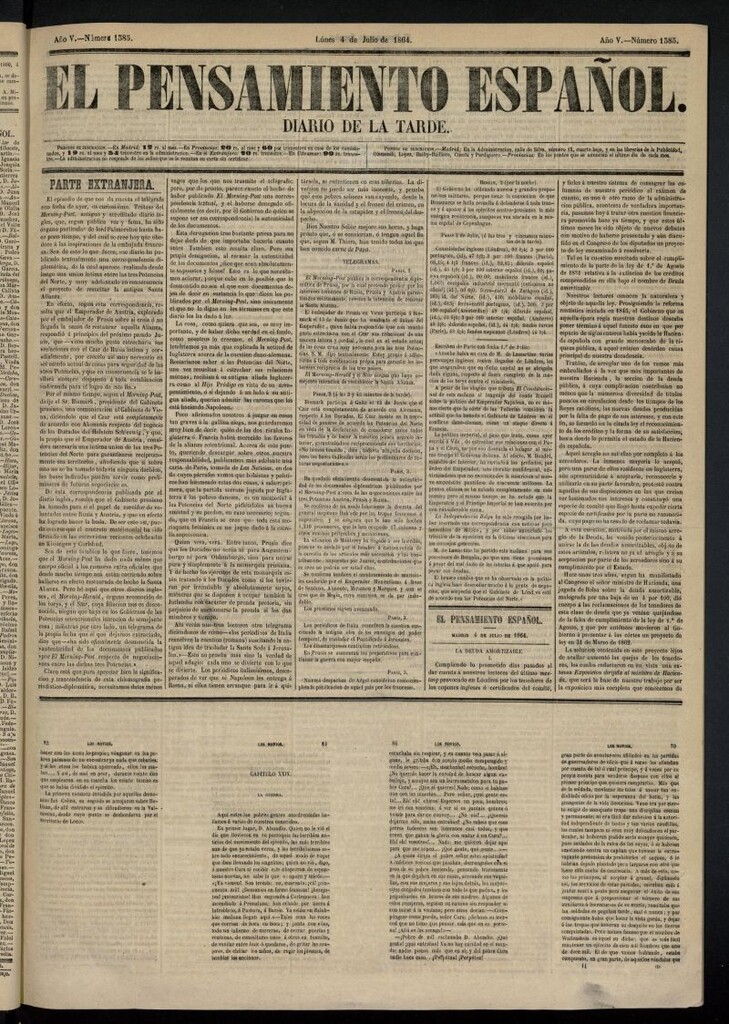 Miniatura de El Pensamiento Español del 4 de julio de 1864, nº 1385