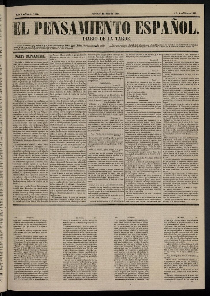 Miniatura de El Pensamiento Español del 8 de julio de 1864, nº 1389