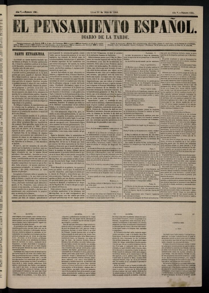 Miniatura de El Pensamiento Español del 11 de julio de 1864, nº 1391