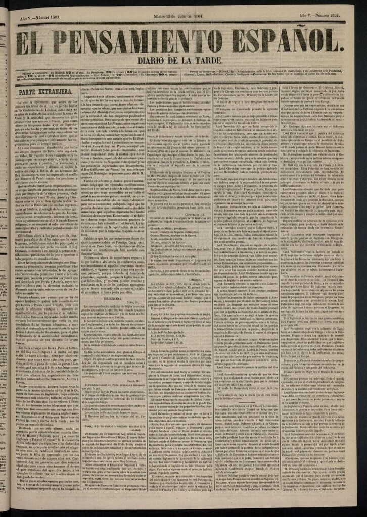 Miniatura de El Pensamiento Español del 12 de julio de 1864, nº 1392