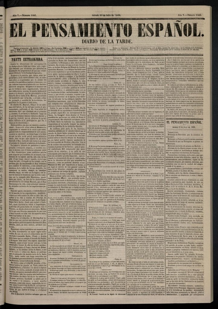 Miniatura de El Pensamiento Español del 16 de julio de 1864, nº 1396