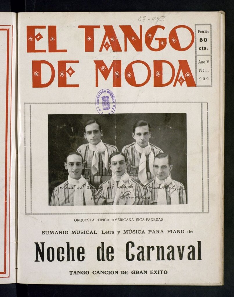 Miniatura de El Tango de Moda : revista popular hispano-americana. Aparece los sábados. Nº 202