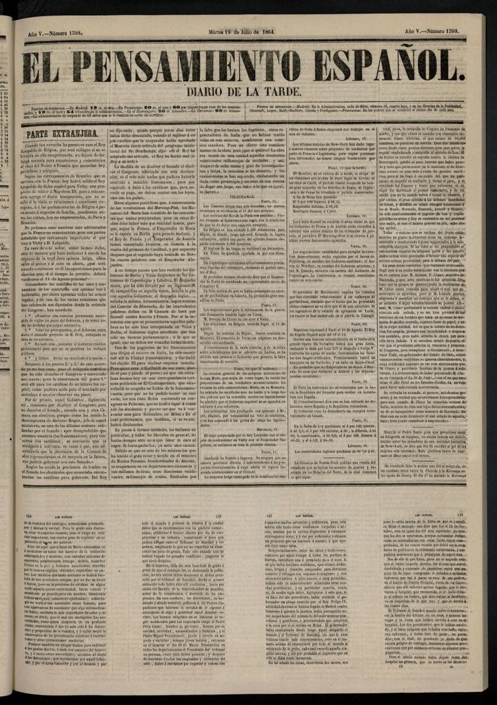 Miniatura de El Pensamiento Español del 19 de julio de 1864, nº 1398