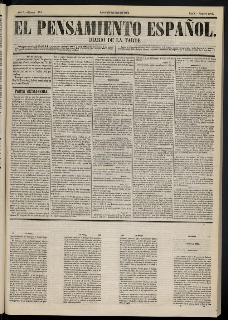 Miniatura de El Pensamiento Español del 28 de julio de 1864, nº 1406