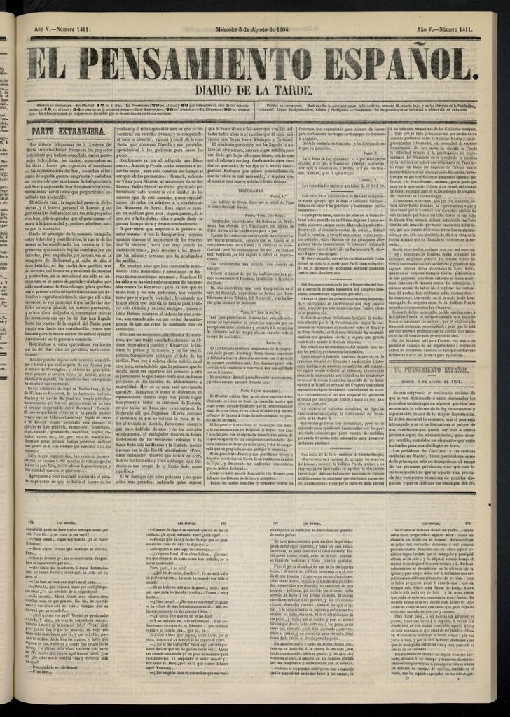 Miniatura de El Pensamiento Español del 3 de agosto de 1864, nº 1411