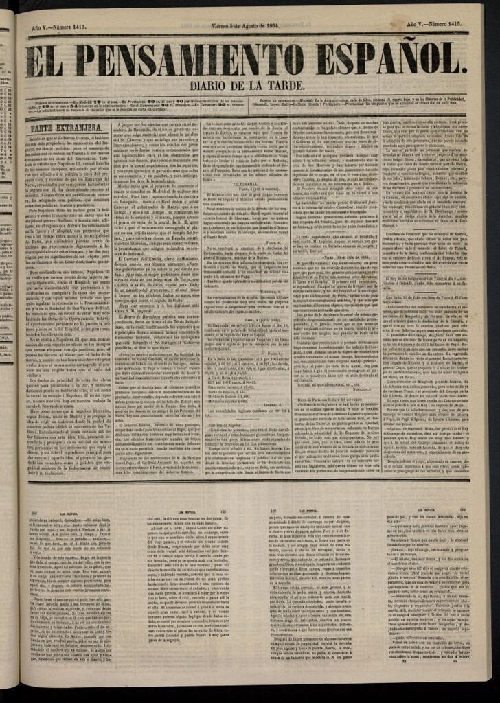 Miniatura de El Pensamiento Español del 5 de agosto de 1864, nº 1413