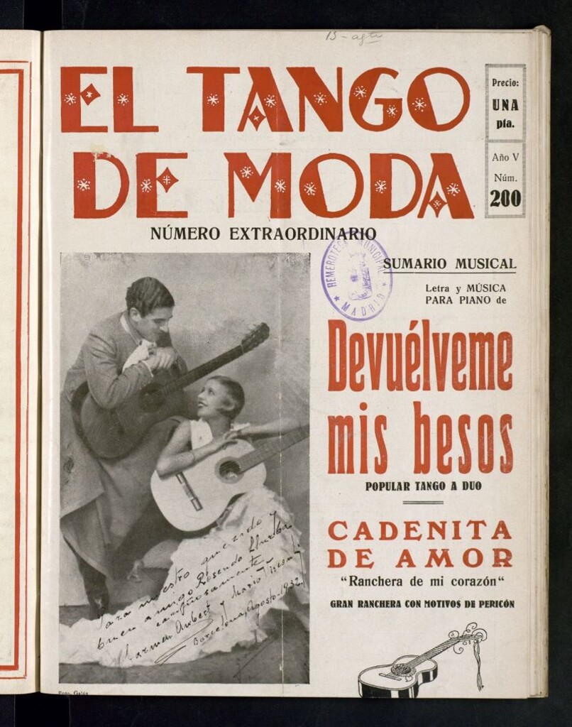 Miniatura de El Tango de Moda : revista popular hispano-americana. Aparece los sábados. Nº200