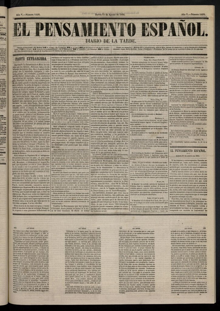 Miniatura de El Pensamiento Español del 11 de agosto de 1864, nº 1418