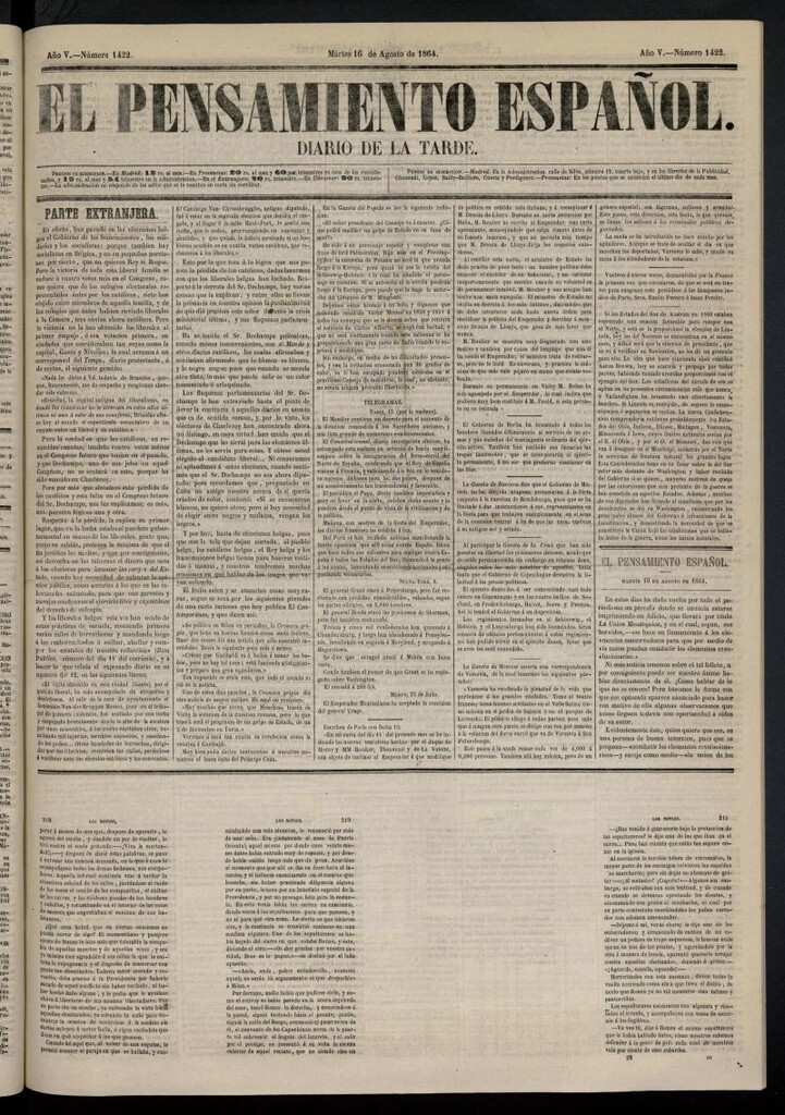 Miniatura de El Pensamiento Español del 16 de agosto de 1864, nº 1422