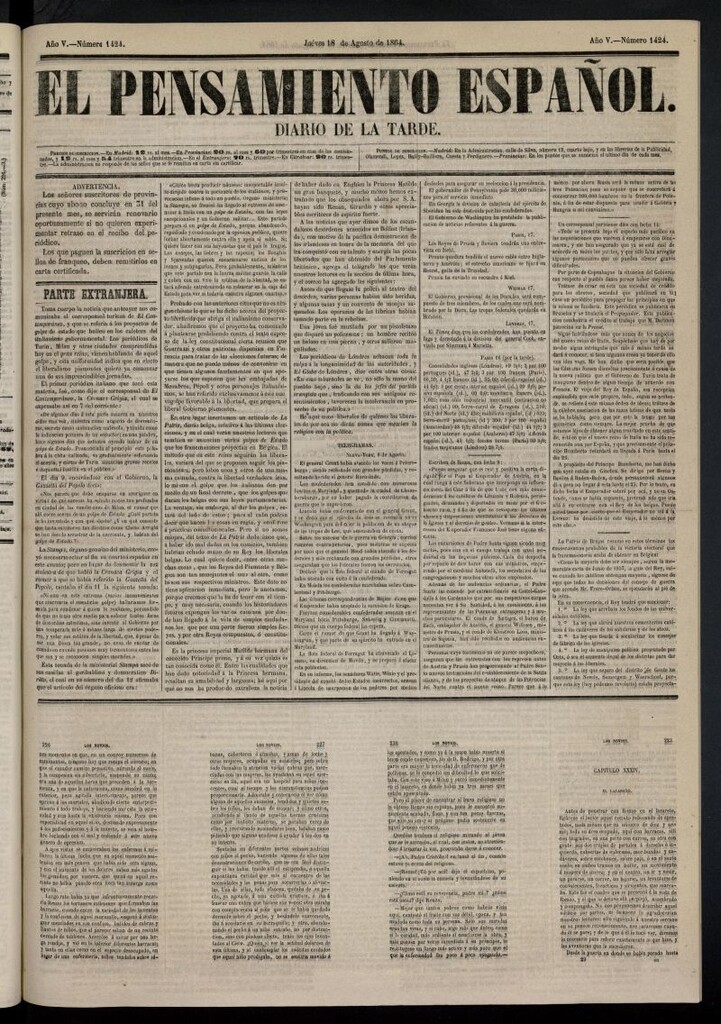 Miniatura de El Pensamiento Español del 18 de agosto de 1864, nº 1424