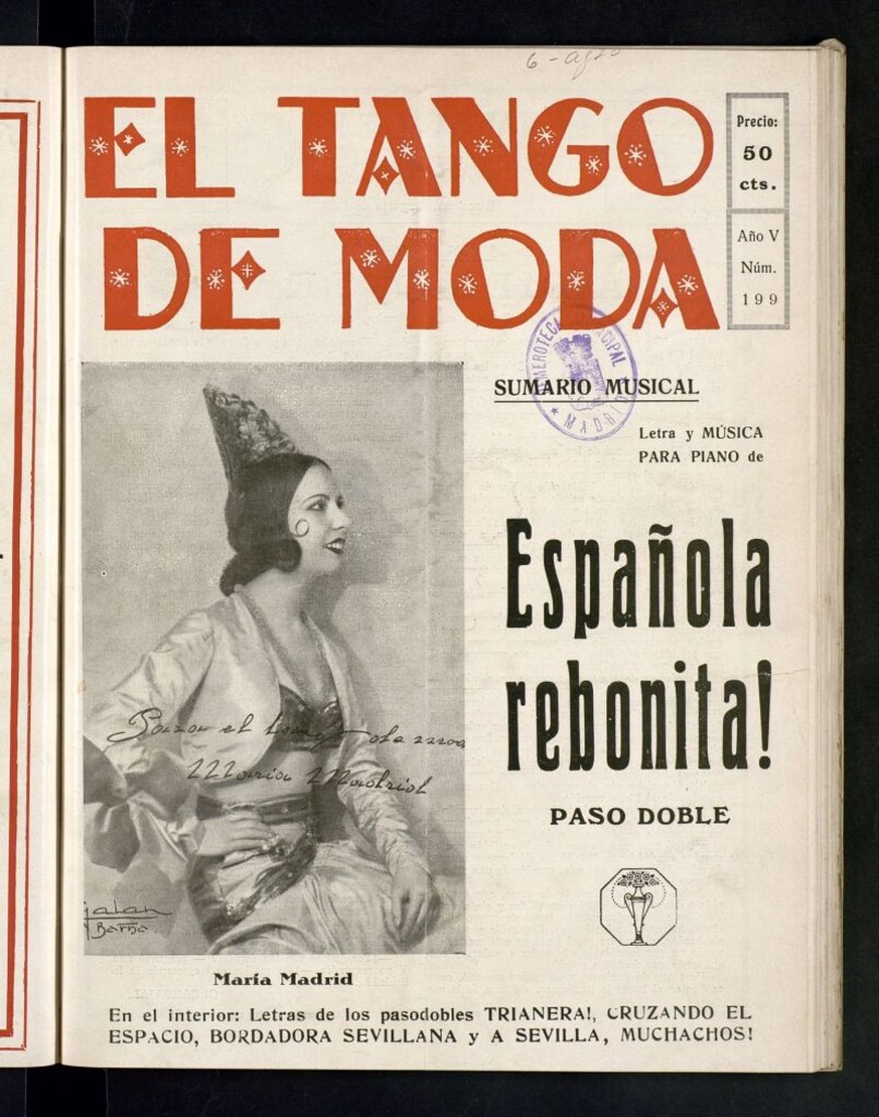 Miniatura de El Tango de Moda : revista popular hispano-americana. Aparece los sábados. Nº 199