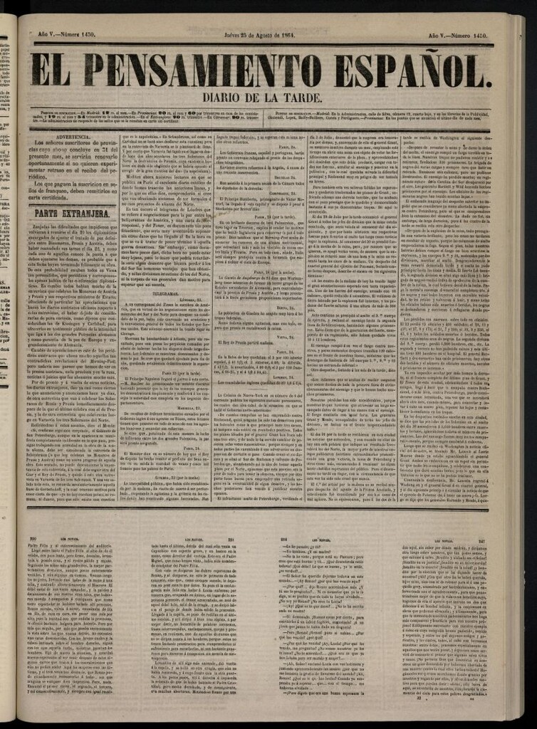 Miniatura de El Pensamiento Español del 25 de agosto de 1864, nº 1430