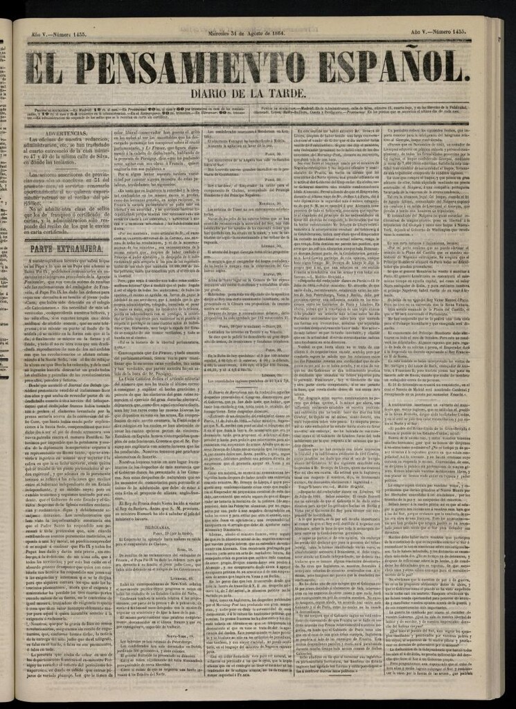 Miniatura de El Pensamiento Español del 31 de agosto de 1864, nº 1435