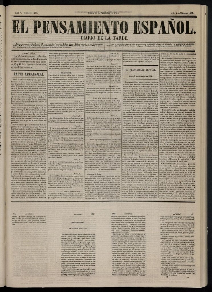 Miniatura de El Pensamiento Español del 5 de septiembre de 1864, nº 1439
