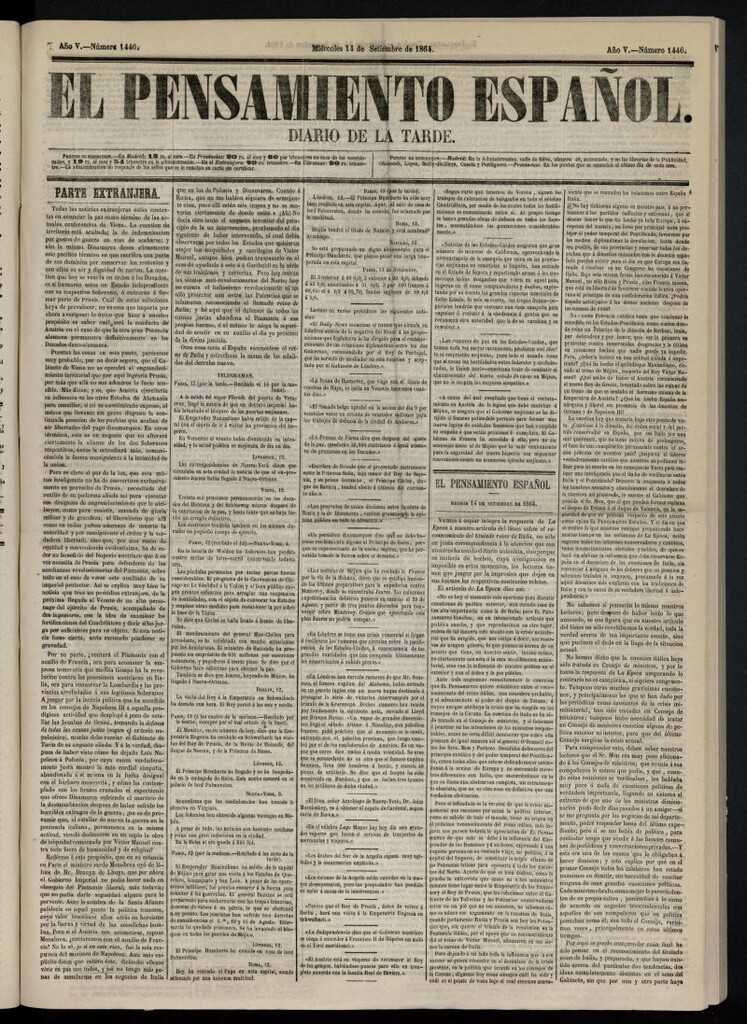 Miniatura de El Pensamiento Español del 14 de septiembre de 1864, nº 1446