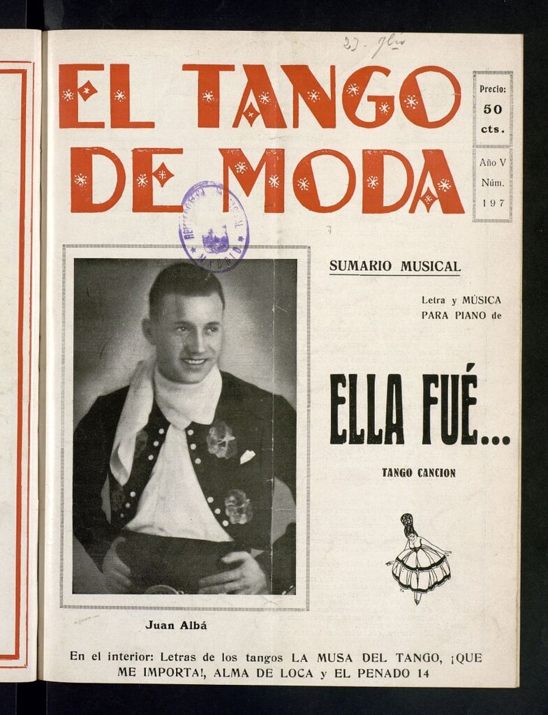 Miniatura de El Tango de Moda : revista popular hispano-americana. Aparece los sábados. Nº 197