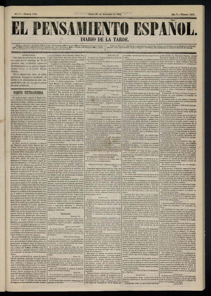 Miniatura de El Pensamiento Español del 26 de septiembre de 1864, nº 1456