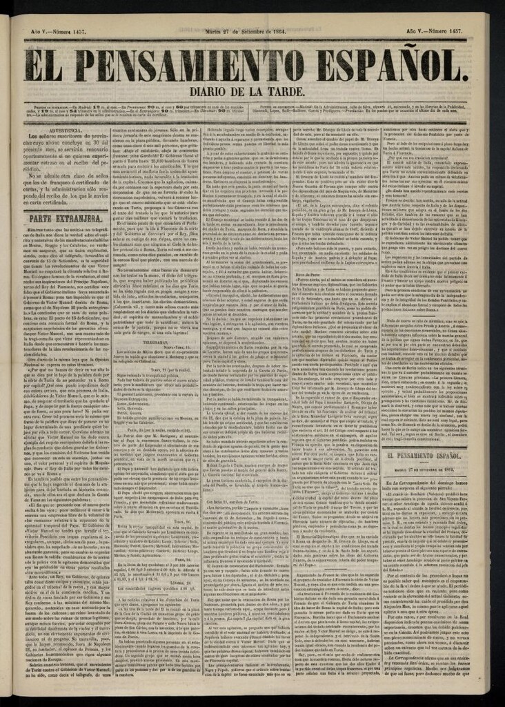Miniatura de El Pensamiento Español del 27 de septiembre de 1864, nº 1457