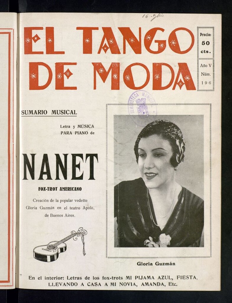 Miniatura de El Tango de Moda : revista popular hispano-americana. Aparece los sábados. Nº 196