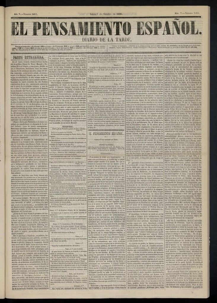 Miniatura de El Pensamiento Español del 3 de octubre de 1864, nº 1462
