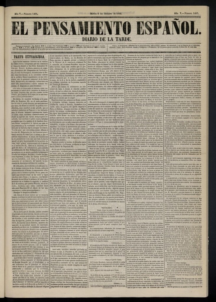 Miniatura de El Pensamiento Español del 4 de octubre de 1864, nº 1463