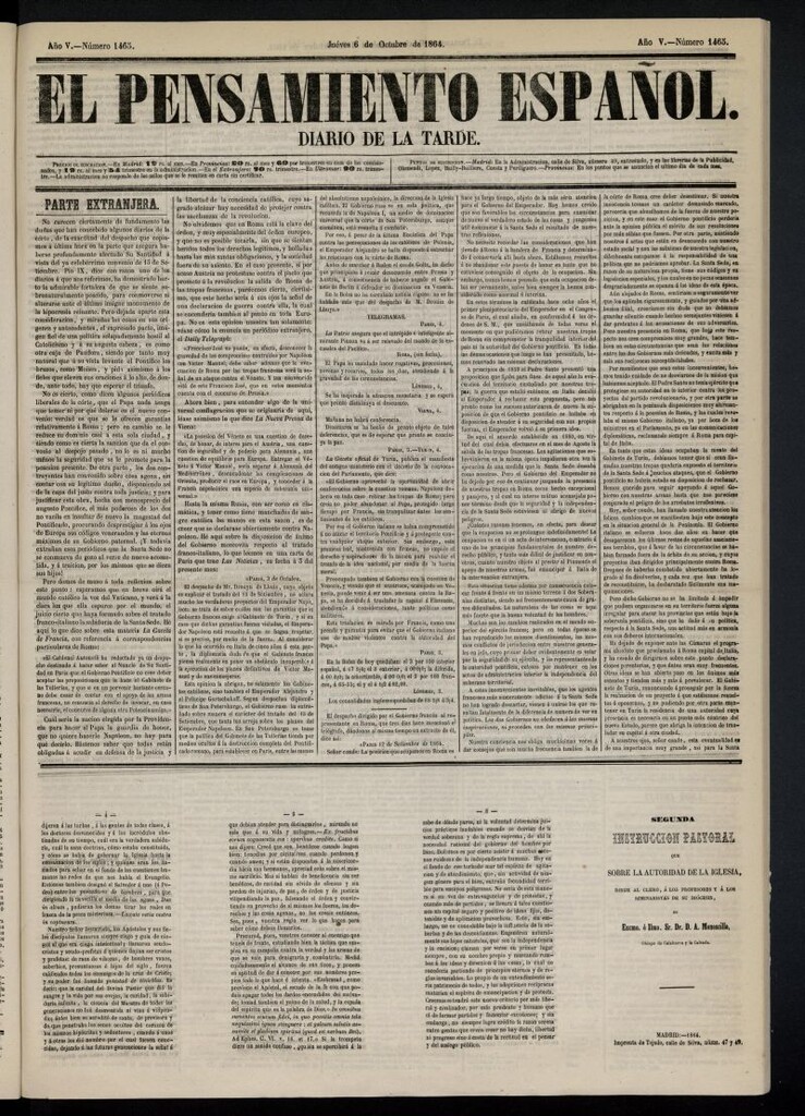 Miniatura de El Pensamiento Español del 6 de octubre de 1864, nº 1465