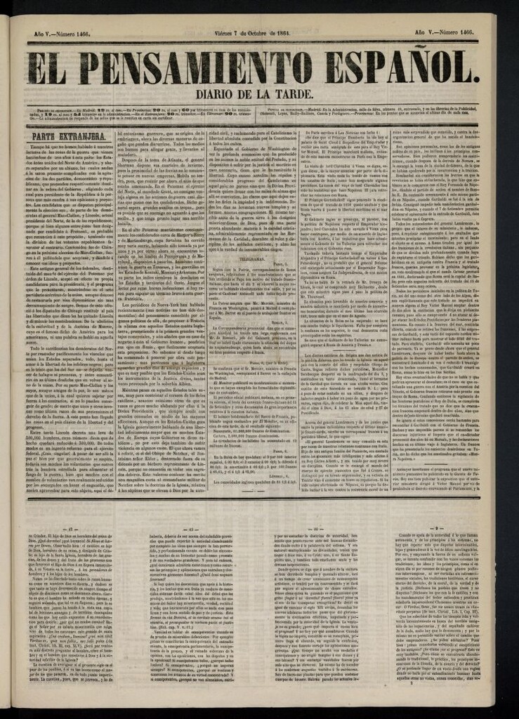 Miniatura de El Pensamiento Español del 7 de octubre de 1864, nº 1466