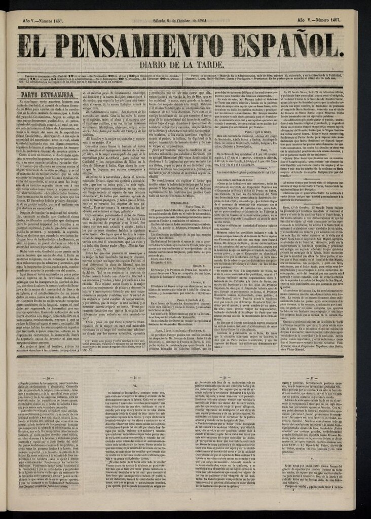 Miniatura de El Pensamiento Español del 8 de octubre de 1864, nº 1467