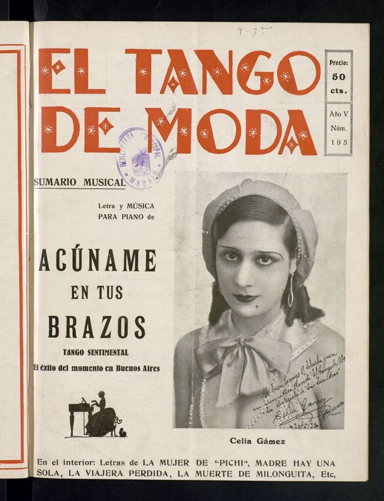 Miniatura de El Tango de Moda : revista popular hispano-americana. Aparece los sábados. Nº 195
