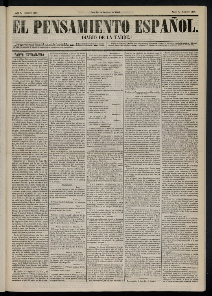 Miniatura de El Pensamiento Español del 10 de octubre de 1864, nº 1468