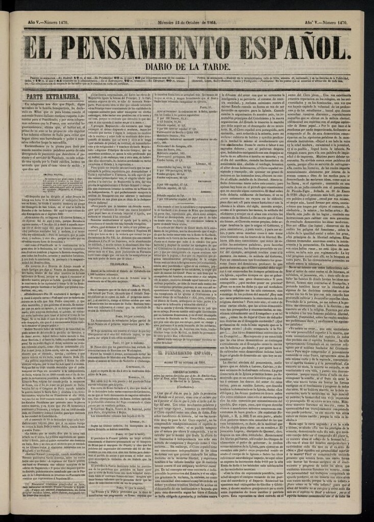 Miniatura de El Pensamiento Español del 12 de octubre de 1864, nº 1470