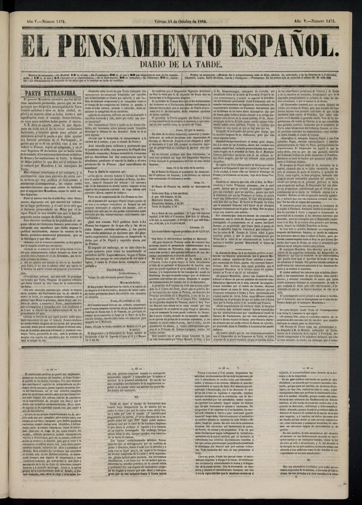 Miniatura de El Pensamiento Español del 14 de octubre de 1864, nº 1472