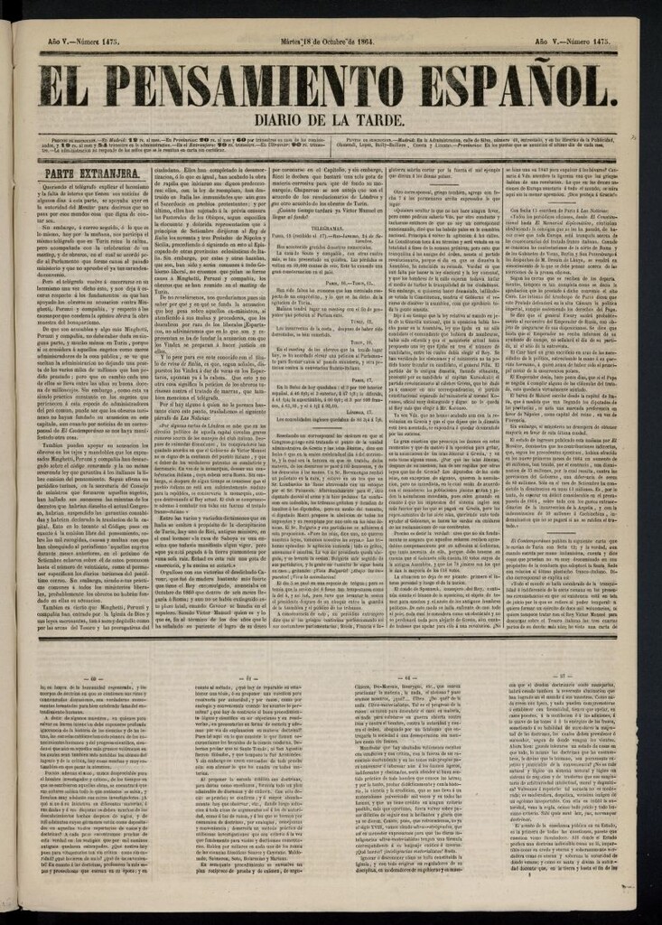 Miniatura de El Pensamiento Español del 18 de octubre de 1864, nº 1475