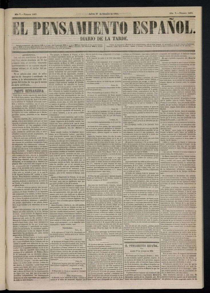 Miniatura de El Pensamiento Español del 27 de octubre de 1864, nº 1483
